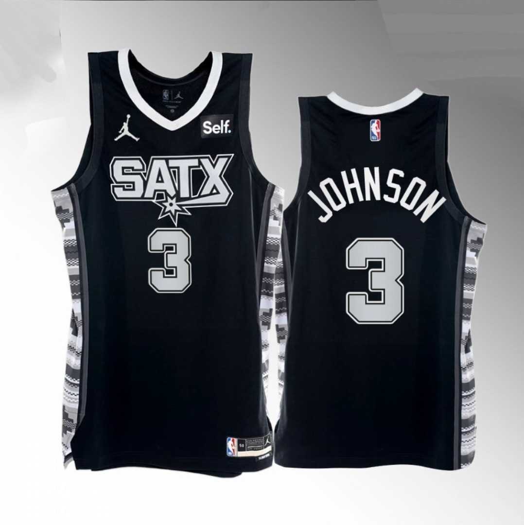 Men%27s San Antonio Spurs #3 Keldon Johnson 2022-23 Black Stitched Jersey->san antonio spurs->NBA Jersey